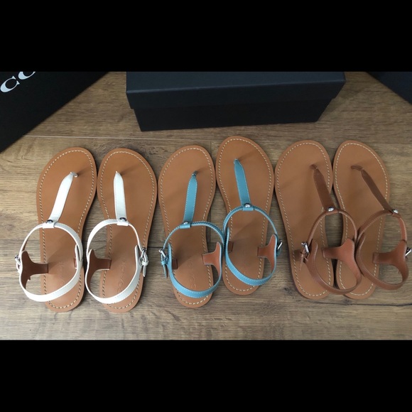 COACH-AUTHENTIC (NWT) Blue Leather Thong Sandals - Picture 7 of 8